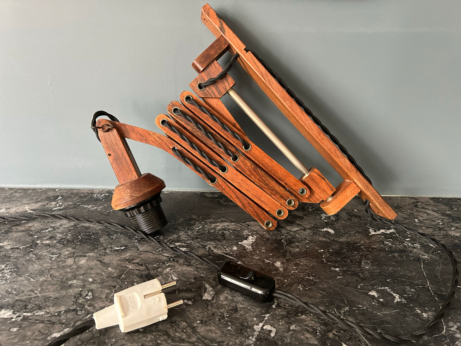 Scandinavian teak accordion wall light Le Klint