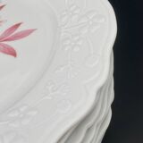 Porcelain dessert plates with pink flower patterns