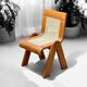 Solid wood dining chair with woven rattan seat