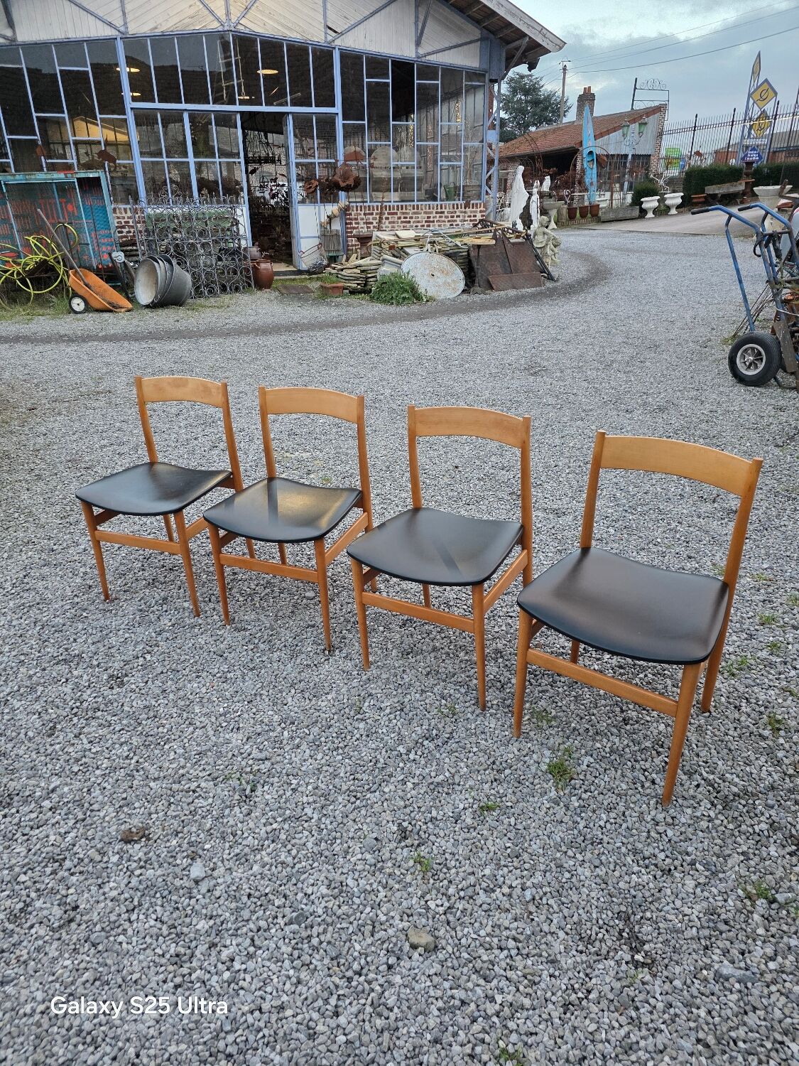 4 Scandinavian beech chairs from the 1960s.