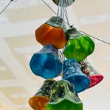 Lampshades in suspension in multicolored fabric