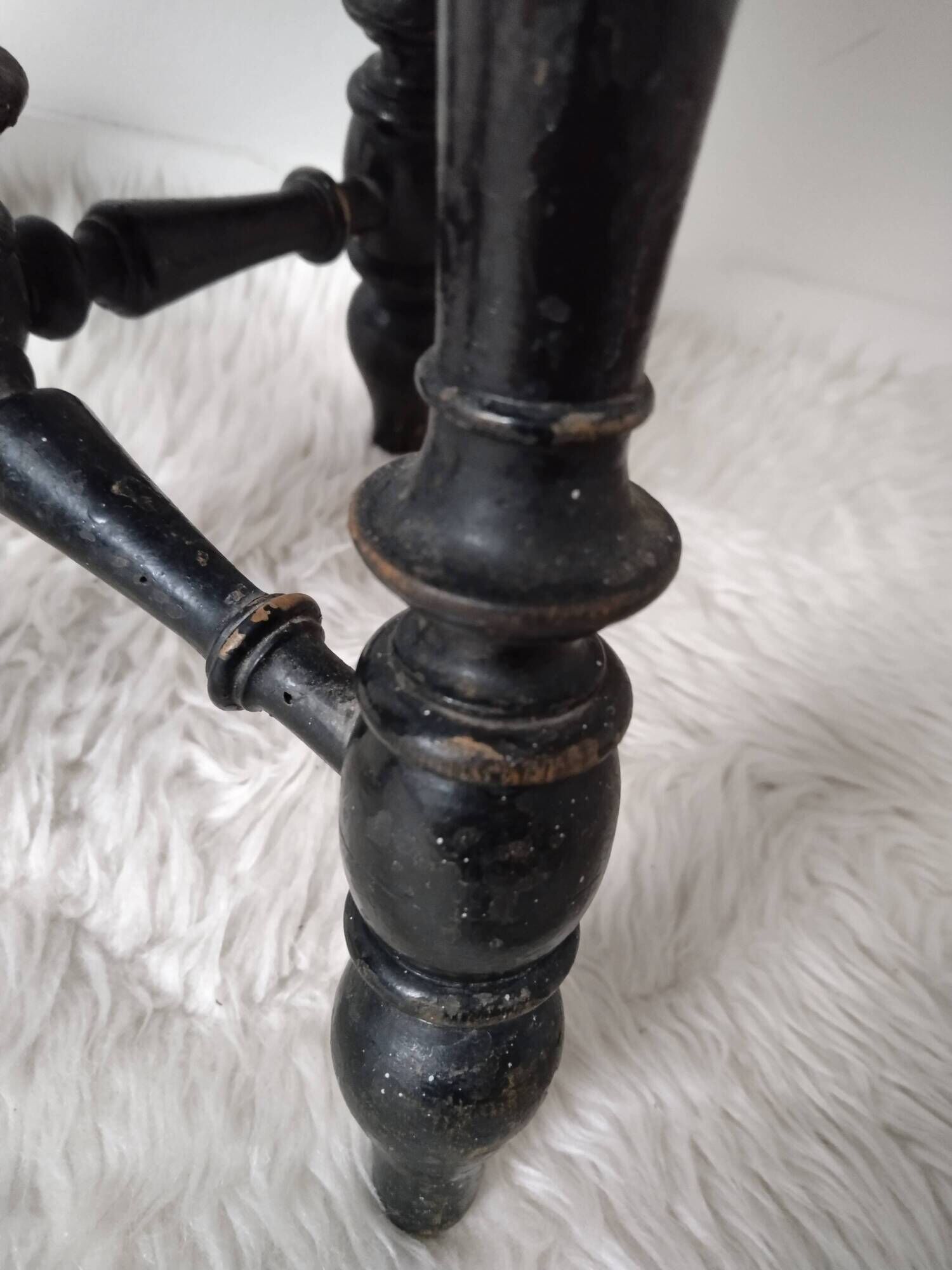 Napoleon III wooden piano stool, vintage, metal screws