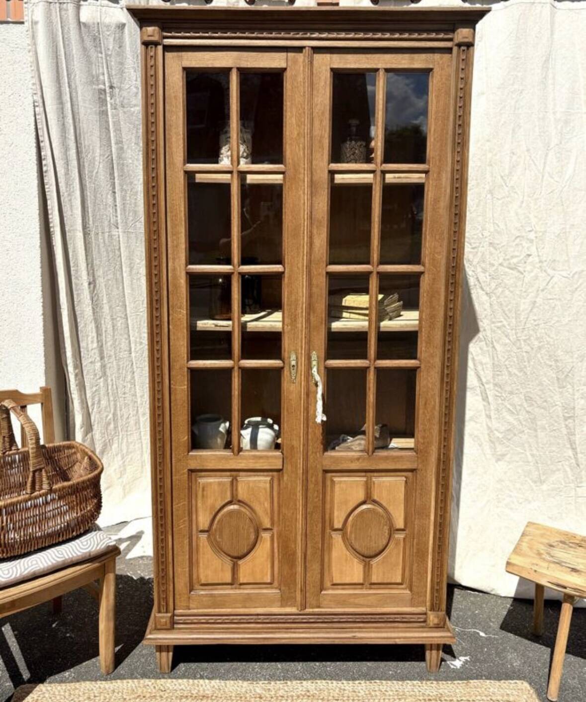 Oak display cabinet