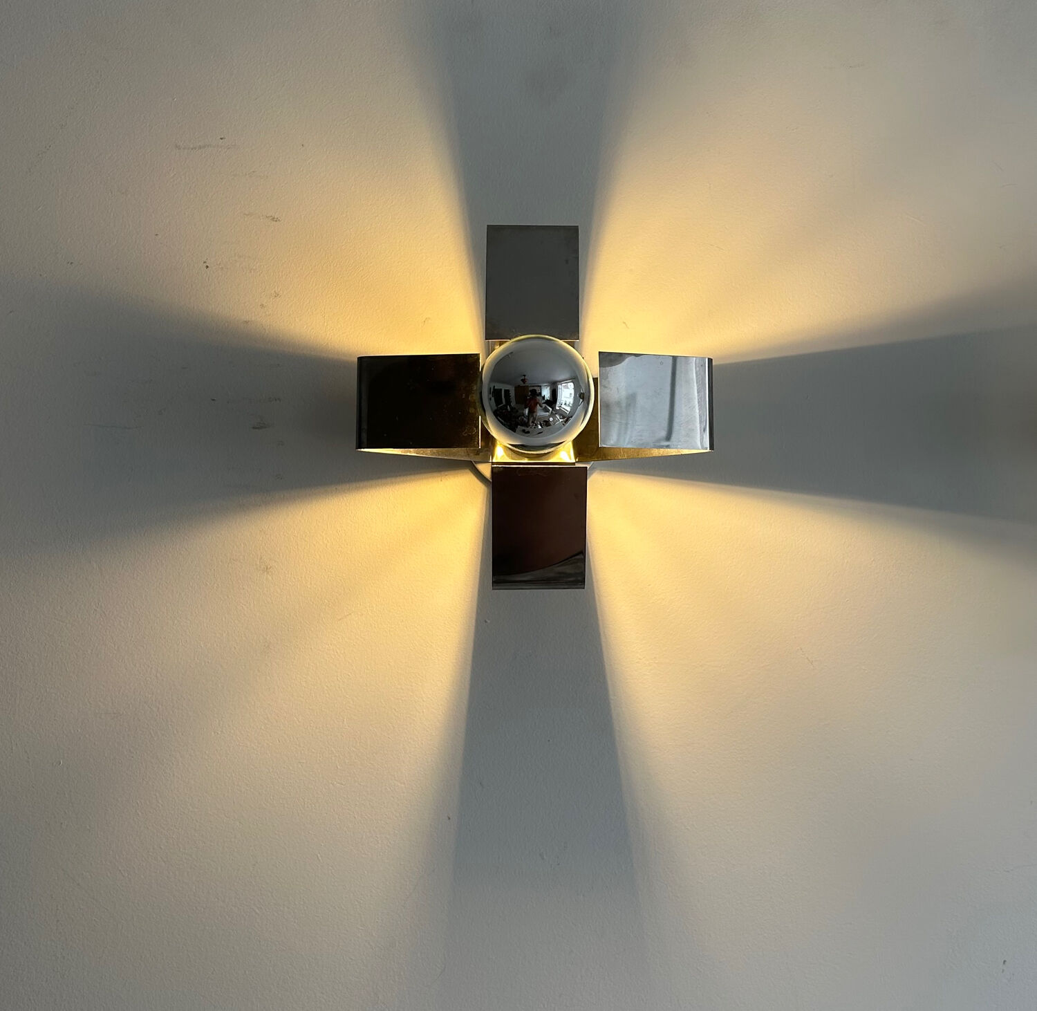 Pair of wall lamps in chromed metal France 1970