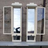 Pair of 2 old small solid wood display cabinets