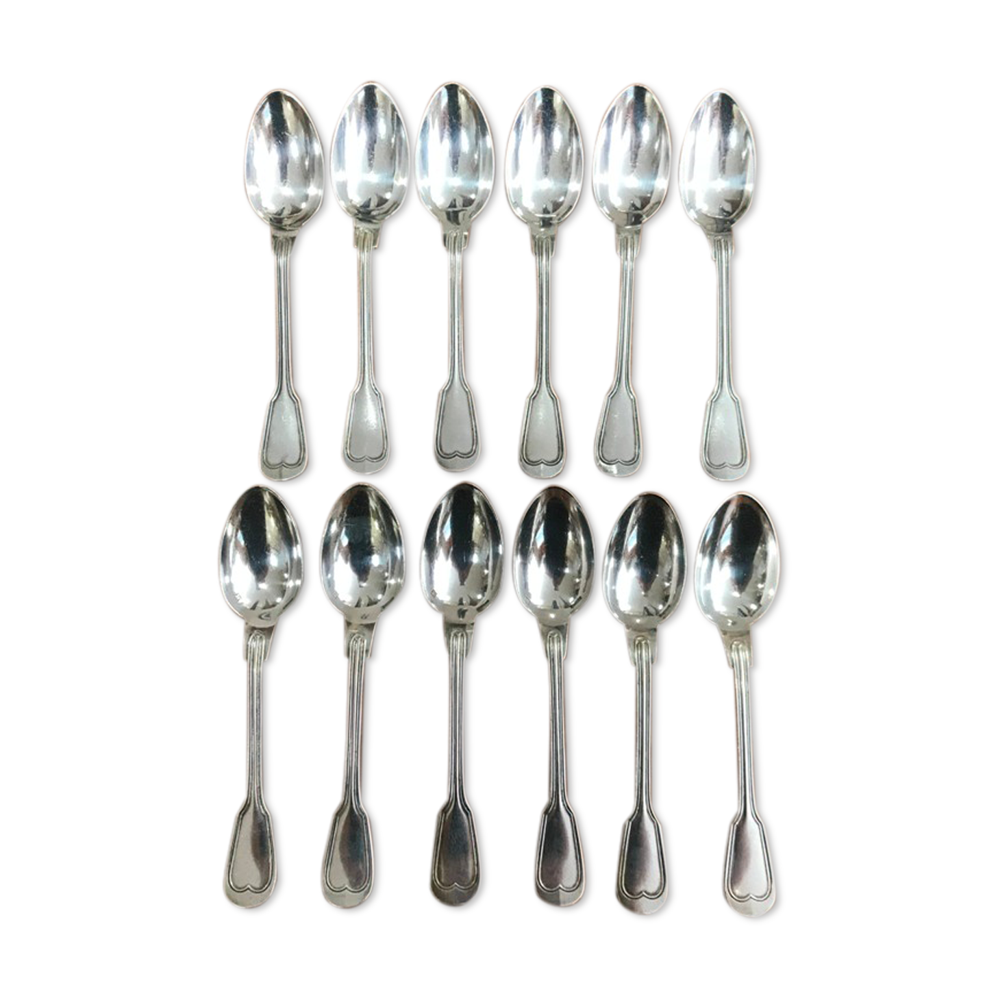 Set of 12 small silver metal spoons - n°51