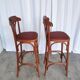 Mid-Century Thonet Style Bar Stools: Red Faux Leather Seat, Set of 2