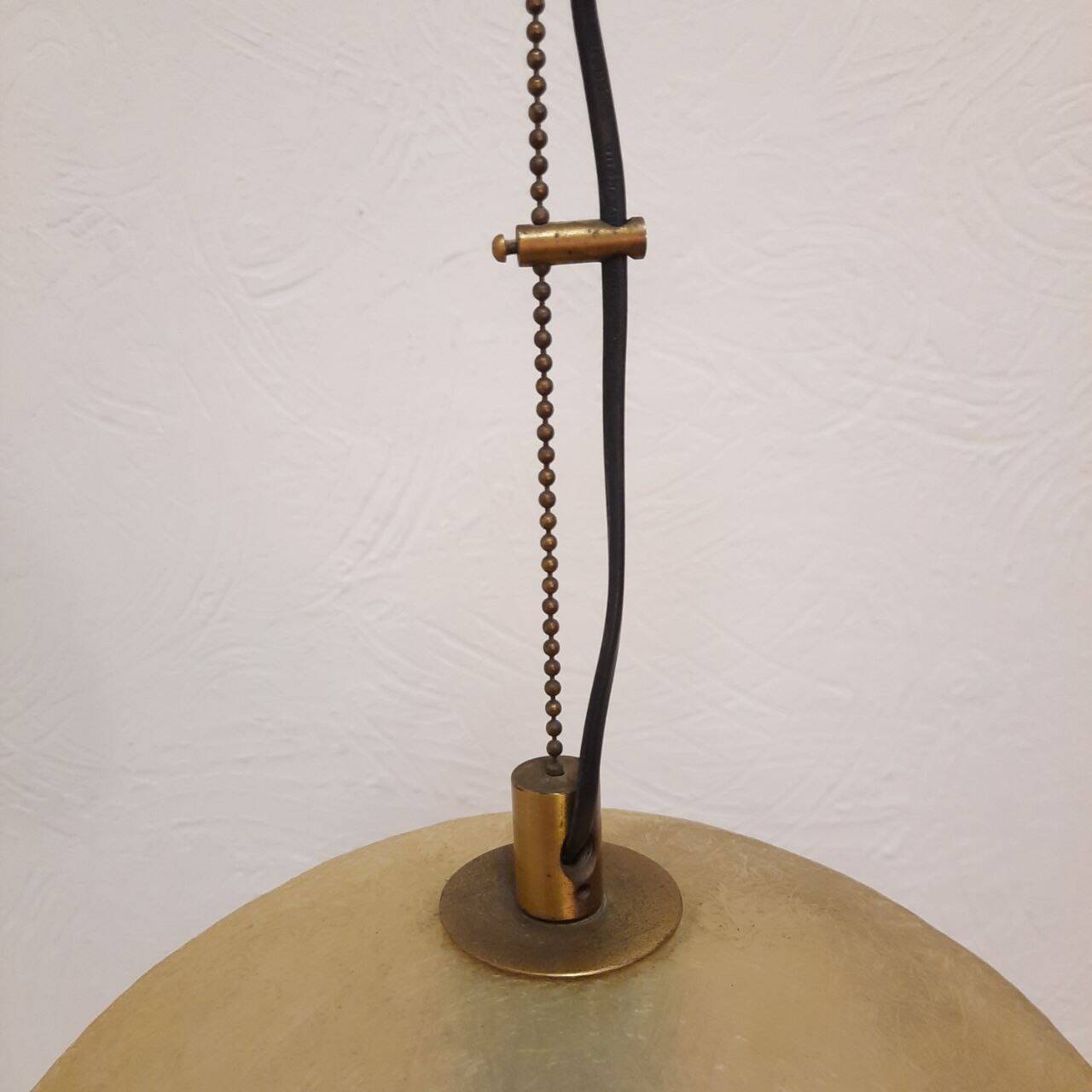 Pair of Lamperti vintage chandeliers in fiberglass and brass