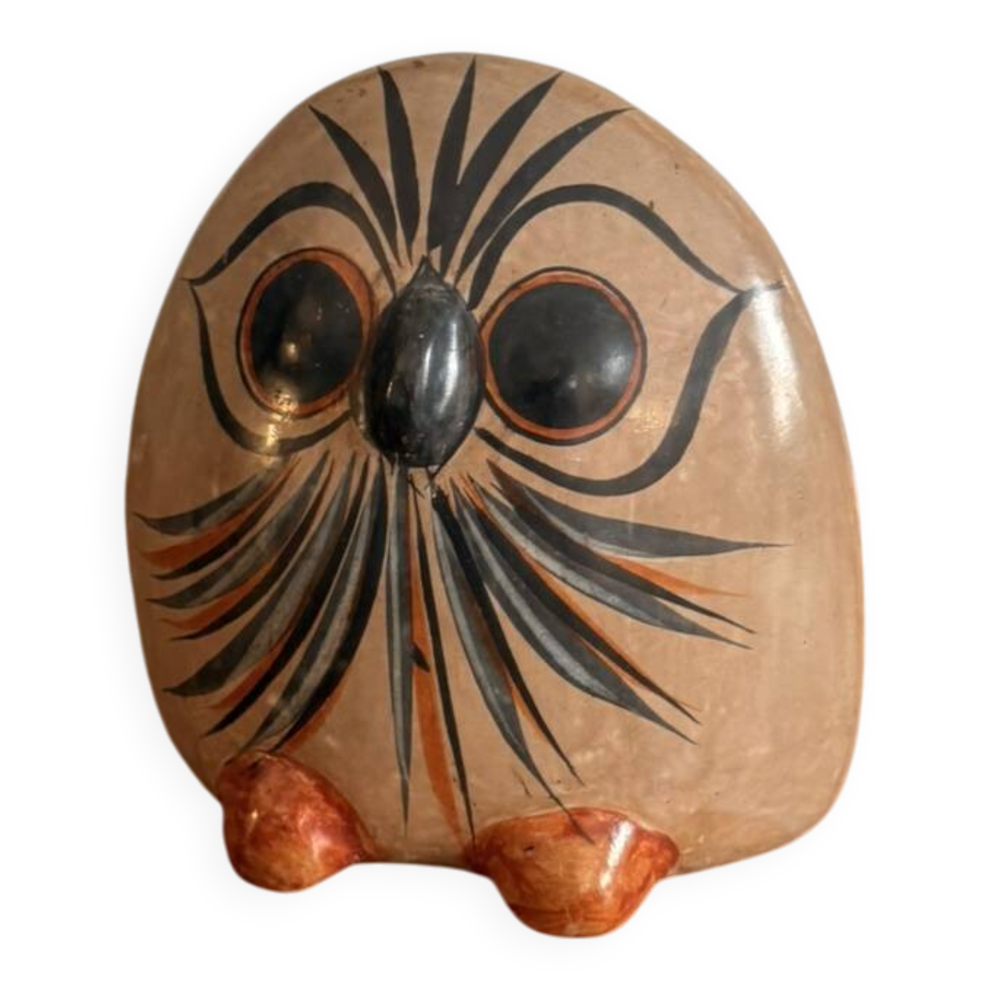 Sculpture Owl Ceramic Polished Tonala Jalisco Mexico Hech