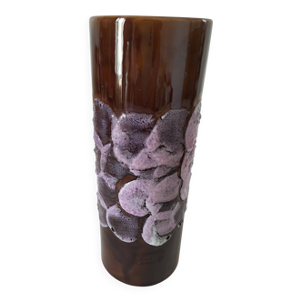 Vintage vase with mauve volcanic glaze – decorative piece from the 60s–70s