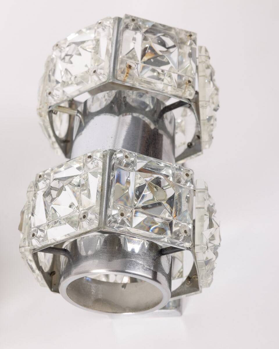 Pair of vintage 60s wall lamps in crystal design kinkeldey