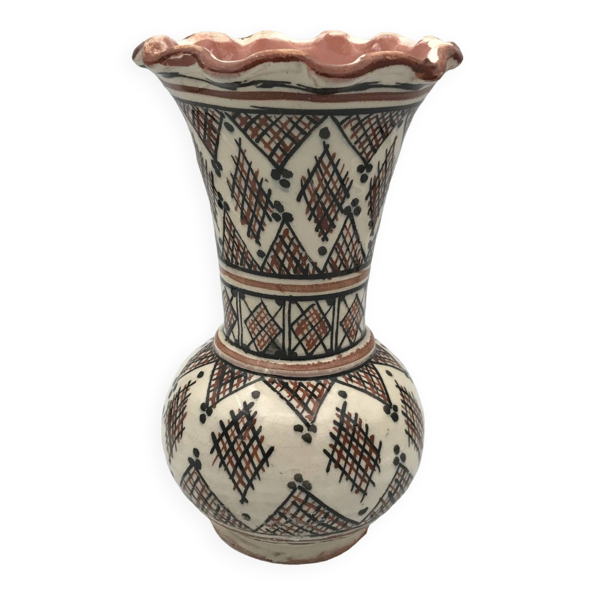 Vintage safi glazed ceramic vase with collar