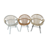 Lot of 3 chairs in rattan feet metal