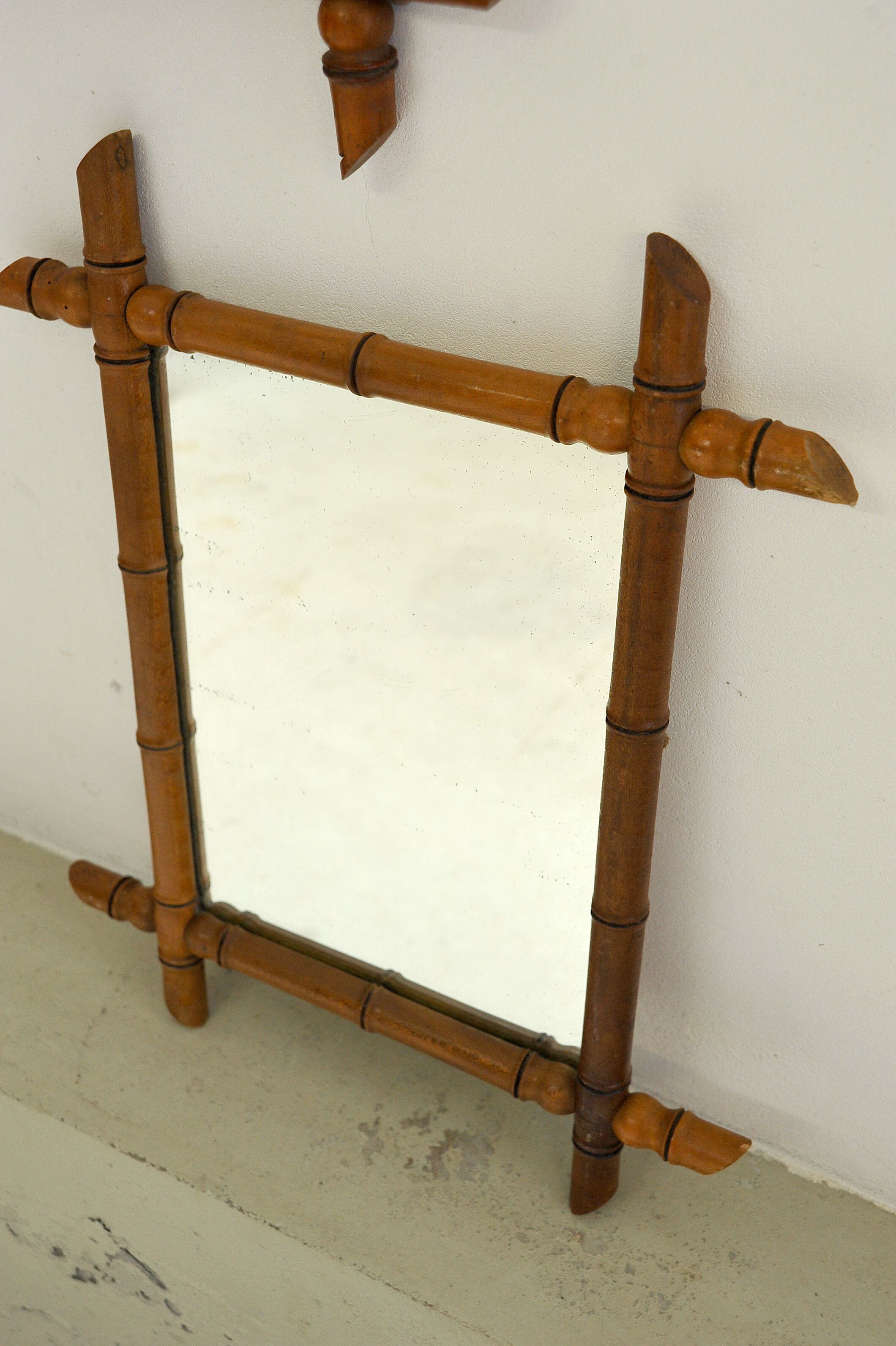 Pair of mirrors called carved wooden bamboo, France, circa 1930