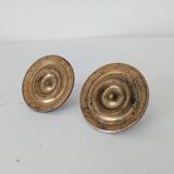 Pair of antique Empire furniture knobs from the 19th century in gilded bronze.