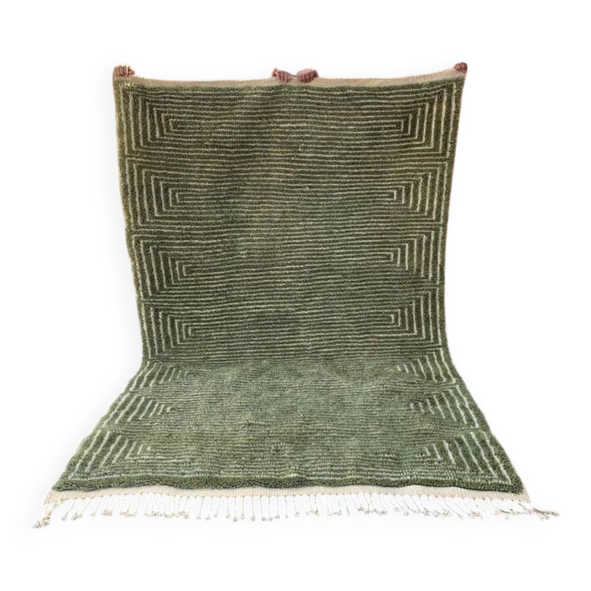 Handwoven natural wool rug, size 140/260 cm.