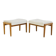 Paire d'ottomans tapissés en teck et cuir blanc