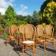 Lot 5 rattan chairs and canning 70s