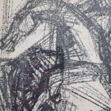 Preparatory study, charcoal sketch by Maurice de Bus – Gilded frame, 32 x 42 cm