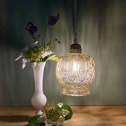 Vintage amber glass tulip pendant light