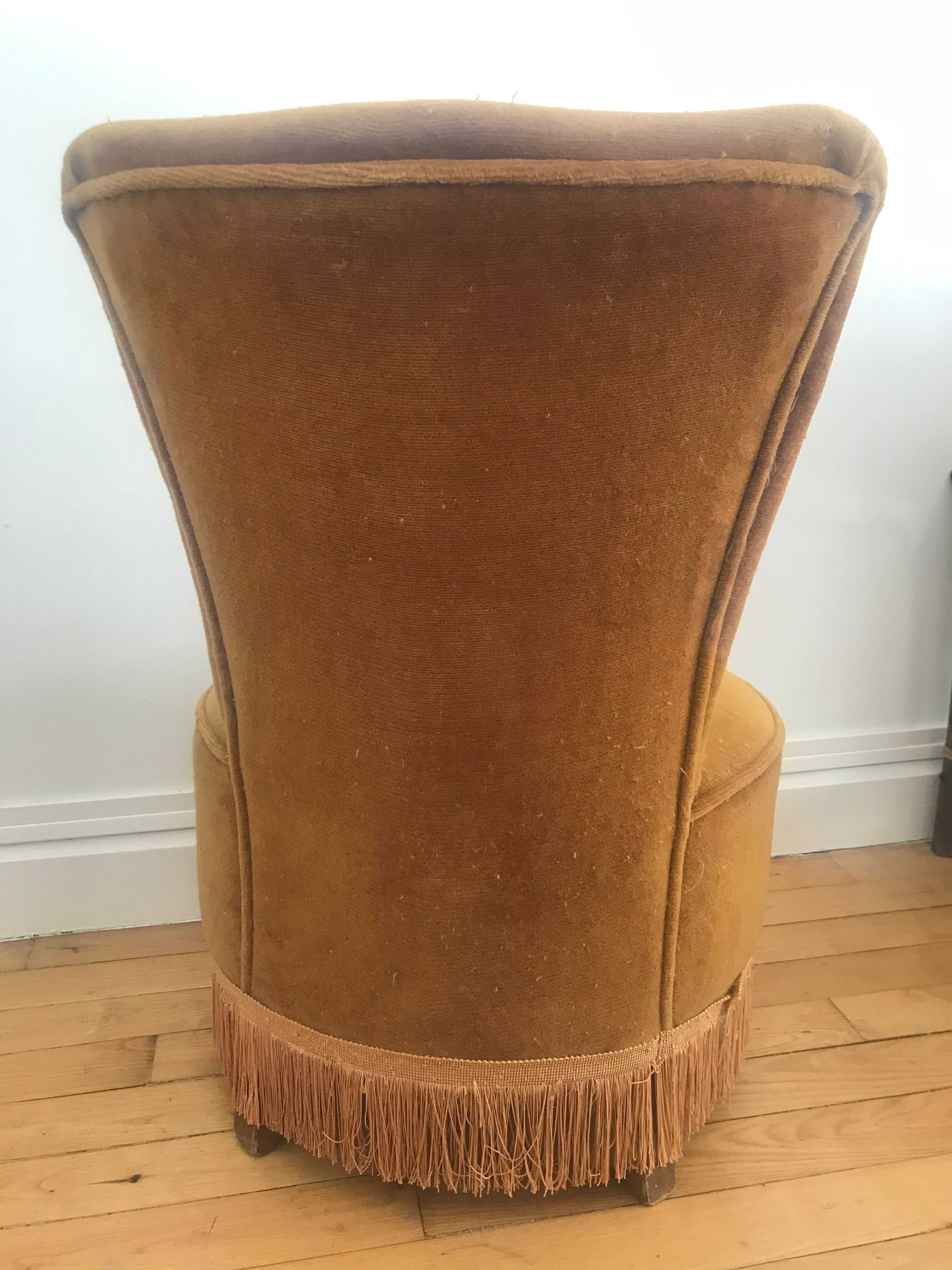 Fauteuil crapaud doré