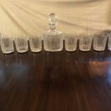 Lalique whisky set comprising its carafe with stopper and 8 "femme a l'antique" glasses