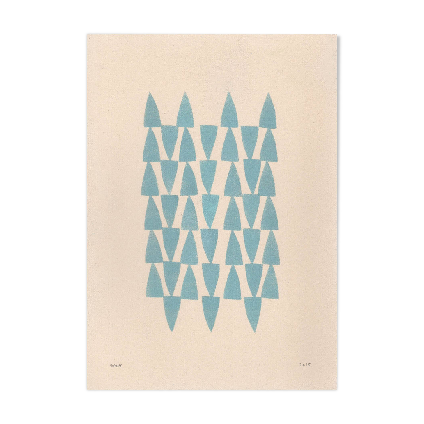 Abstract painting on E14 blue-grey paper signed Eawy