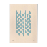 Abstract painting on E14 blue-grey paper signed Eawy