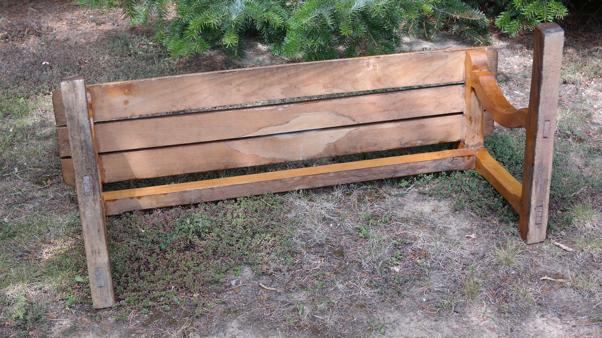 Old solid oak church pew