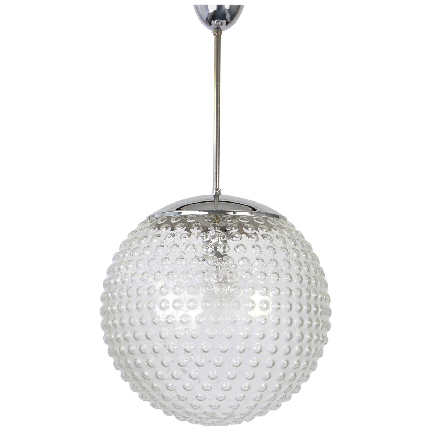 Rare glass pendant lamp designed by Rolf Krüger for Staff, Germany, 1970s.