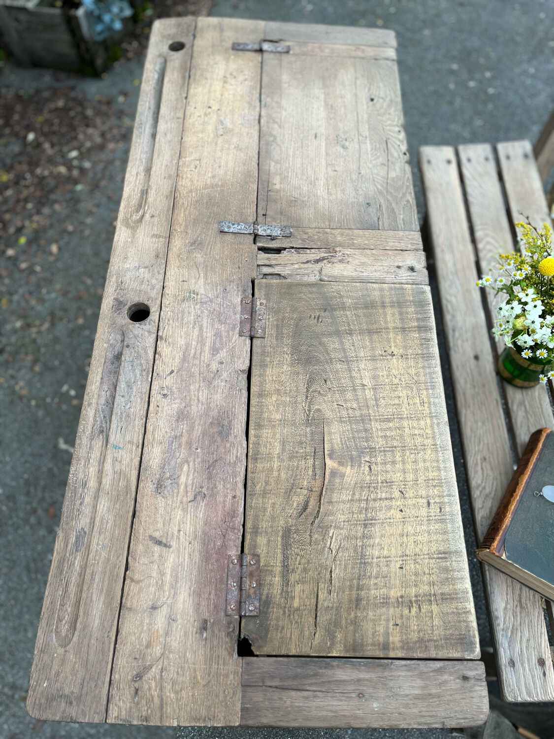 Double patinated school desk