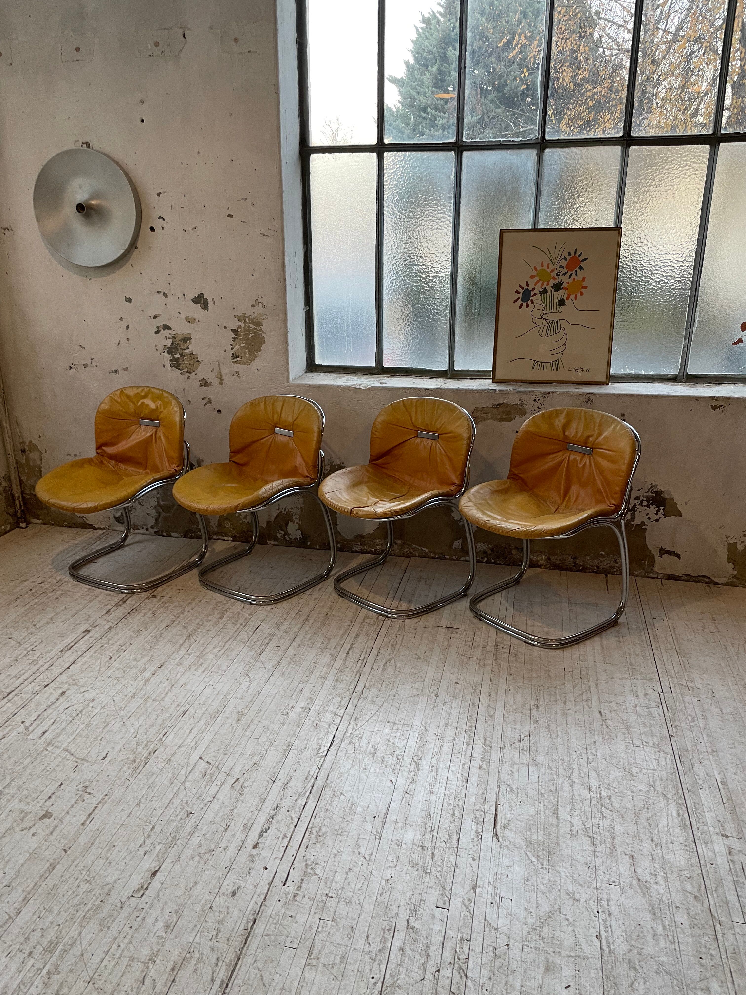 4 chairs Rinaldi "Sabrina" yellow leather