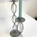 Geometric METAL CANDLE HOLDERS Patinated Gray