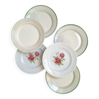 6 Assiettes plates vintage