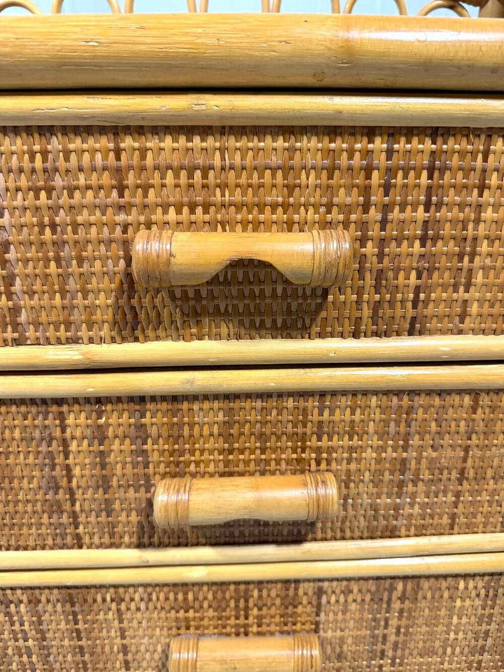 Rattan chest of drawers bedside table 1980’s