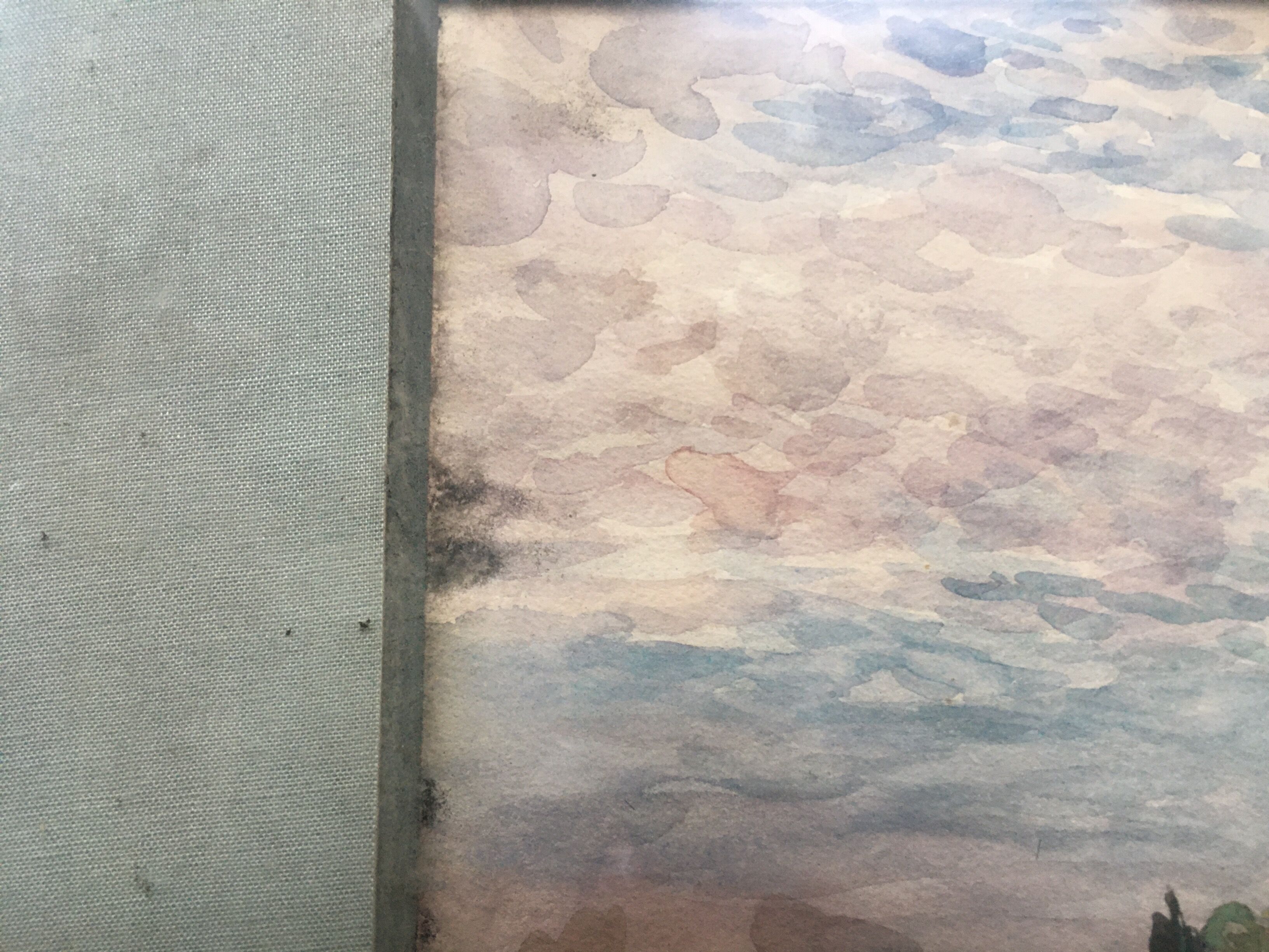 Watercolor signed and dated Donatien Roy representing Saint Sebastian on Loire