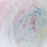 Vintage pastel colors polychrome murano glass flower vase, italy