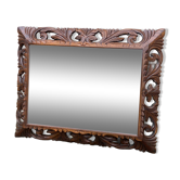 19th century carved solid wood mirror with beveled glass, 100x80cm
