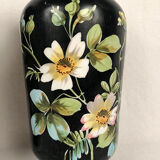 Pair of porcelain vases decorated with birds and flowers on a black background, Napoleon III