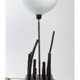 80s wooden lamp with polypropylene shade