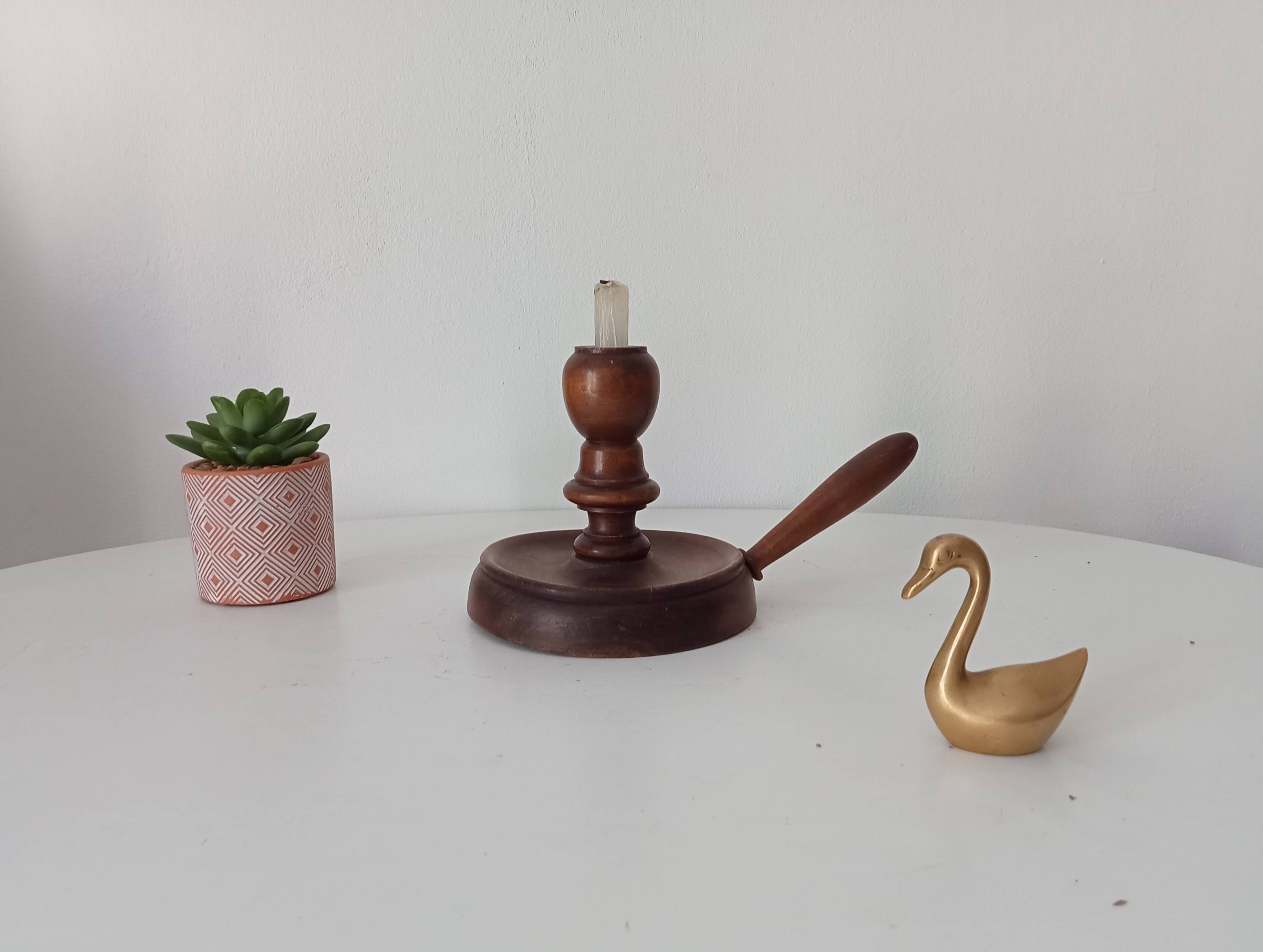 Antique wooden hand candle holder, 19th century