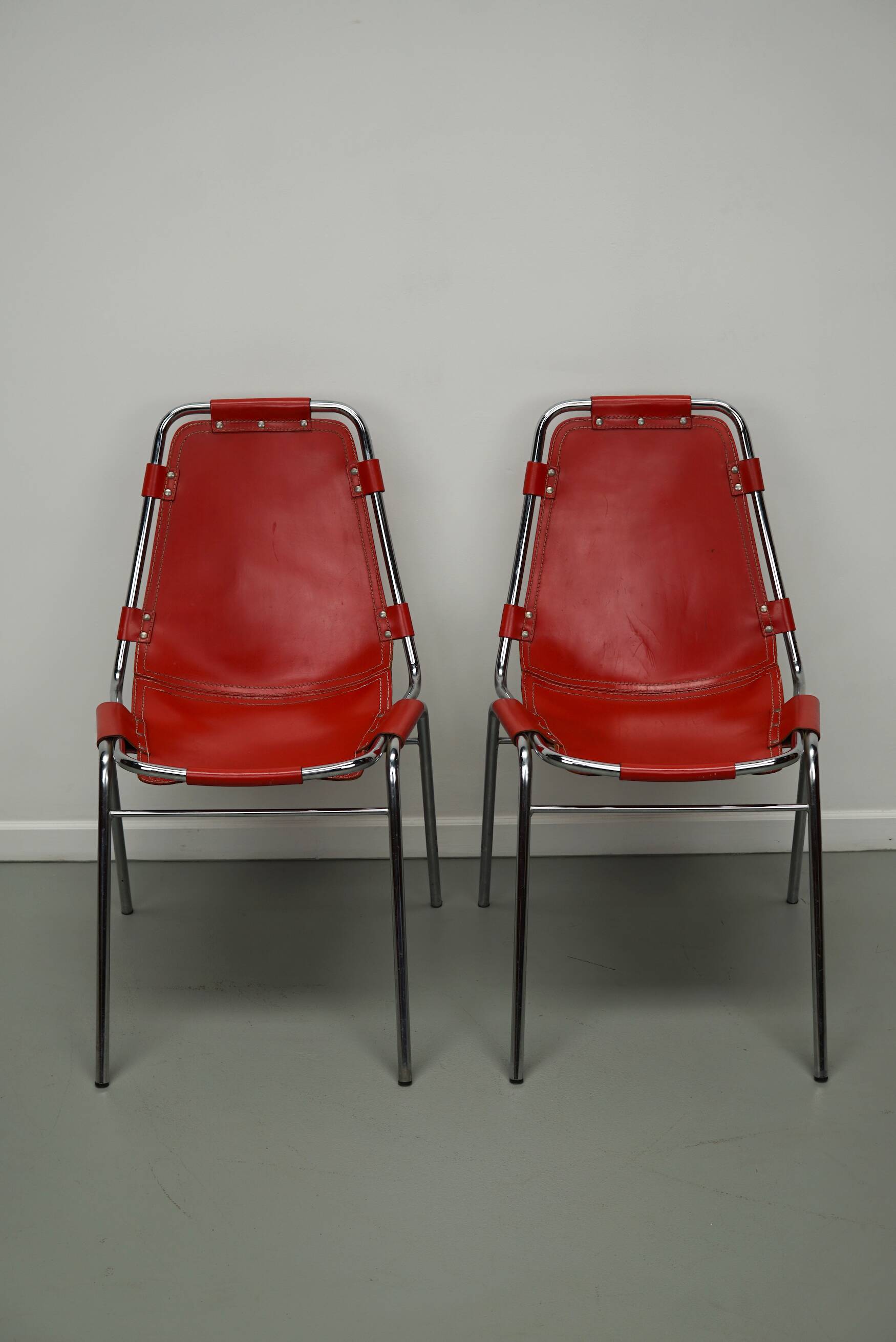 Set of Two Red Chairs by Dalvera for Les Arcs, 1960s