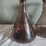 Set pitcher & decanter of plum color, faceted glass - Art Deco era 1920 / 1930