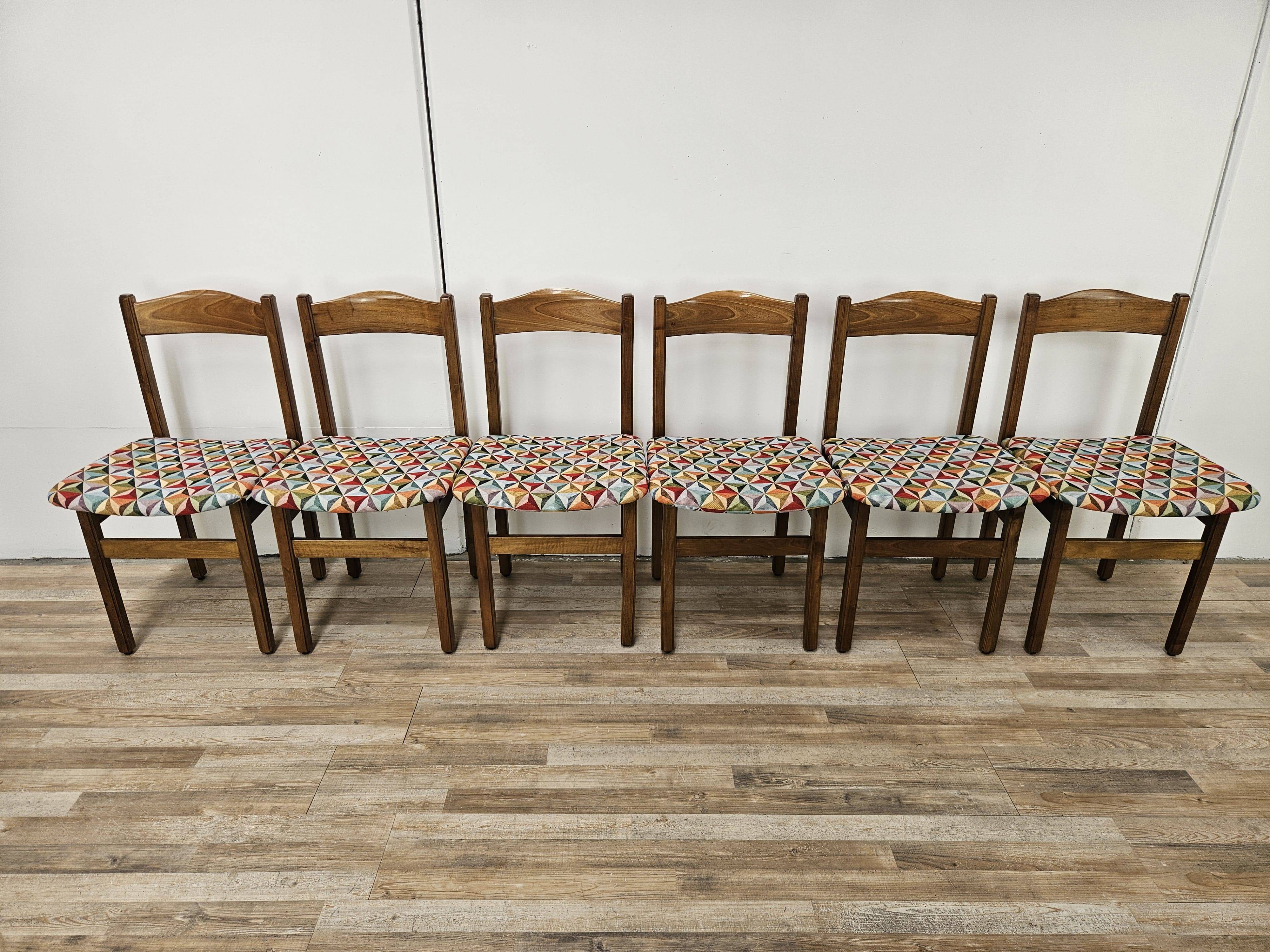 Chaises de salle à manger en hêtre des années 1950 avec assise géométrique