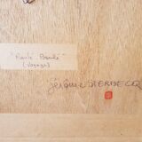 Ancien tableau crayon jerome sterbecq «roulé boulé» + cadre bois noir vintage