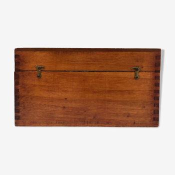 Wooden card box for decoration, storage, office sorter, vintage administrative briefcase.