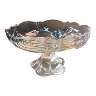 Bol sur pied en verre Mikasa avec tulipes roses et bleues