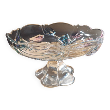 Bol sur pied en verre Mikasa avec tulipes roses et bleues