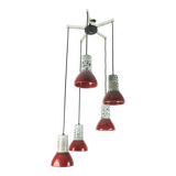 1970s mid century pendant light 5-light cascading lamp with fat lava cerami