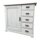 Meuble type Farinier alsacien Brotschrank Rustique vers 1910 sapin Peint buffet Meuble métier Art Po